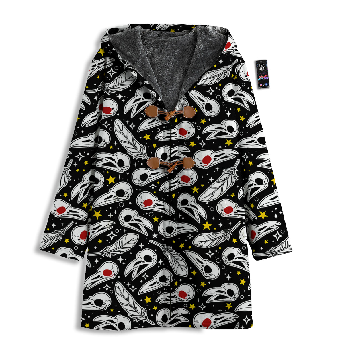 Crow Skull And Feathers Print Pattern Men's Windbreaker Jacket-grizzshop