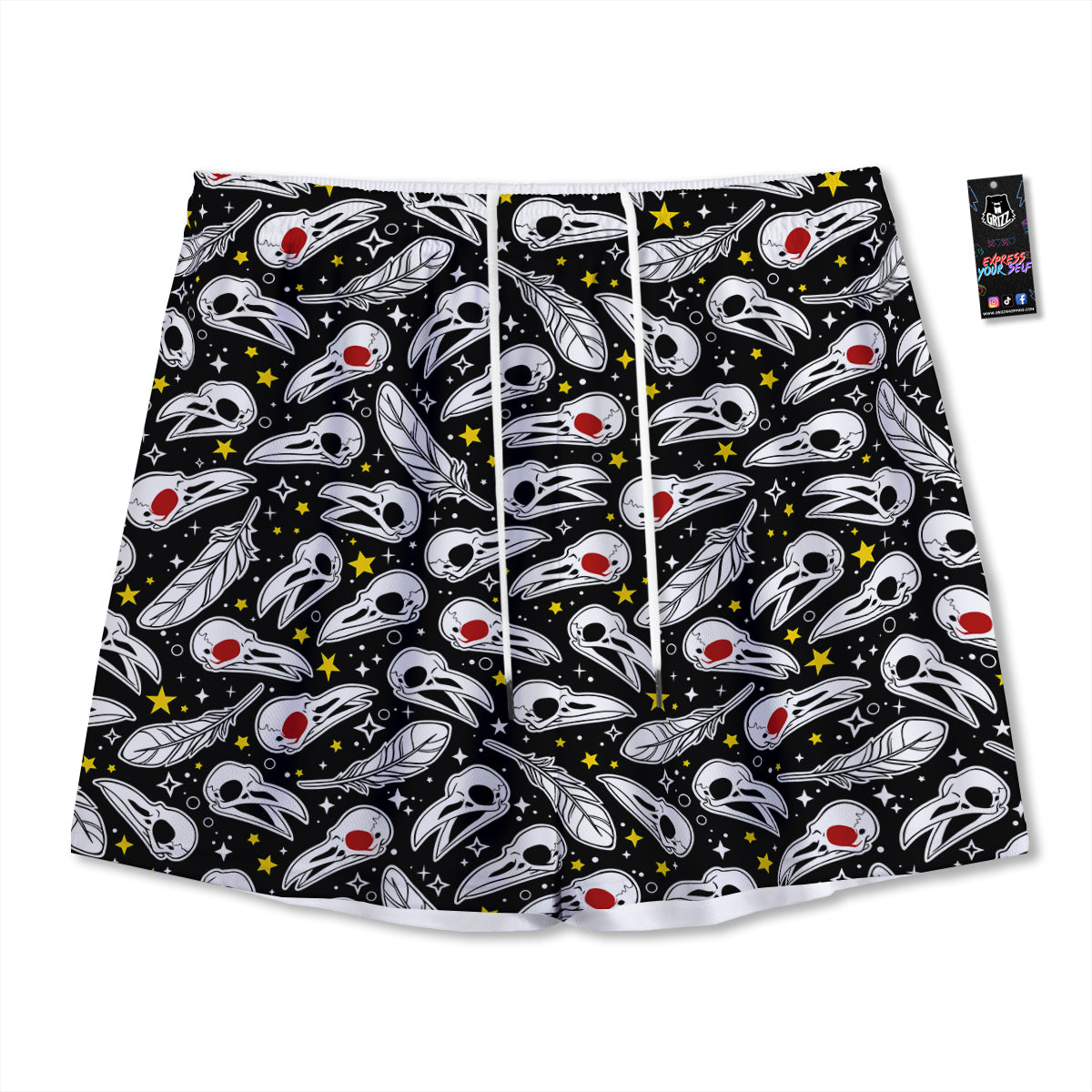 Evil Vampire Halloween Print Mesh Shorts
