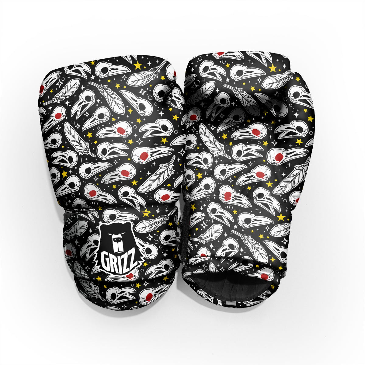 Crow Skull And Feathers Print Pattern Pro Boxing Glove