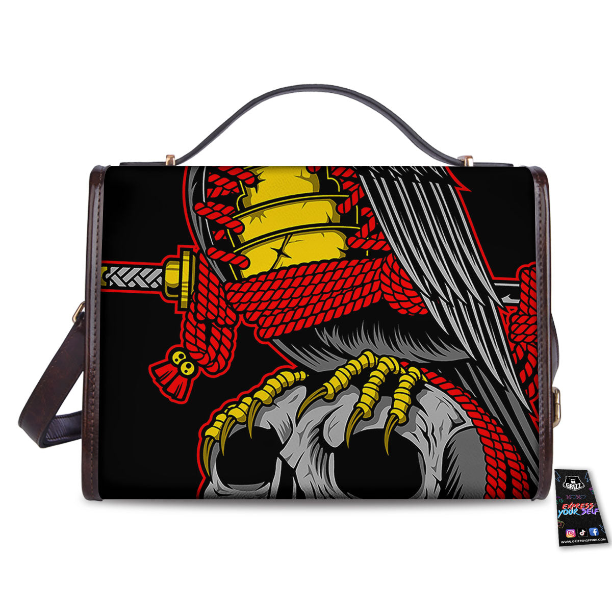 Crow And Samurai Print Women's Satchel Bag