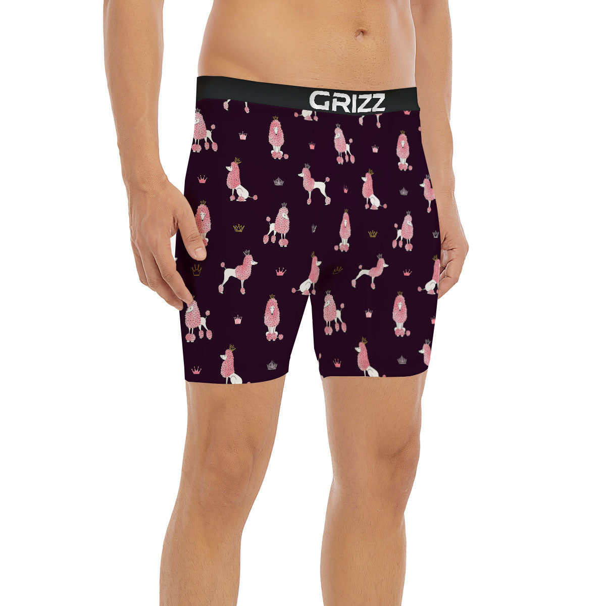 Crown And Poodle Print Pattern Boxer Briefs-grizzshop