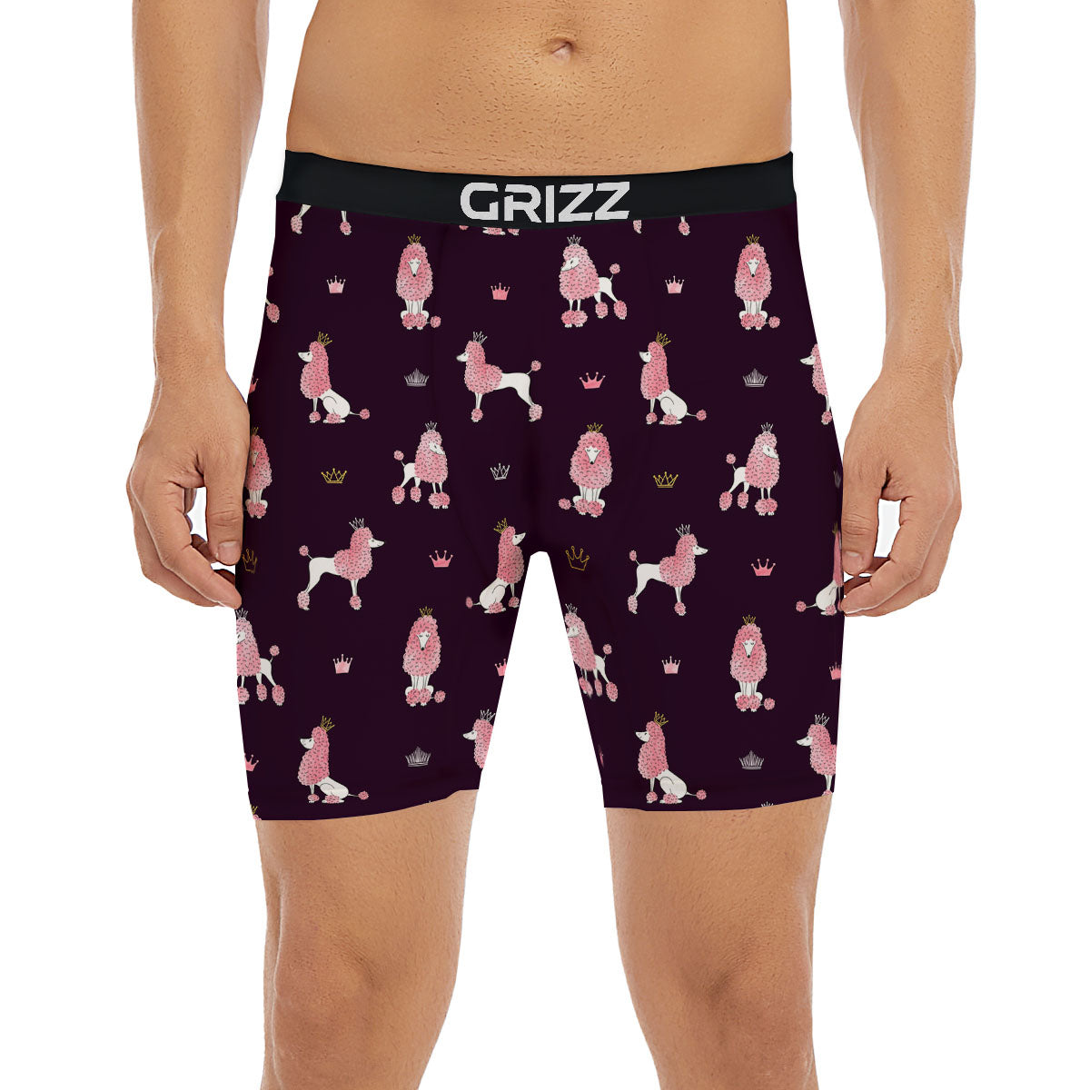 Crown And Poodle Print Pattern Boxer Briefs-grizzshop