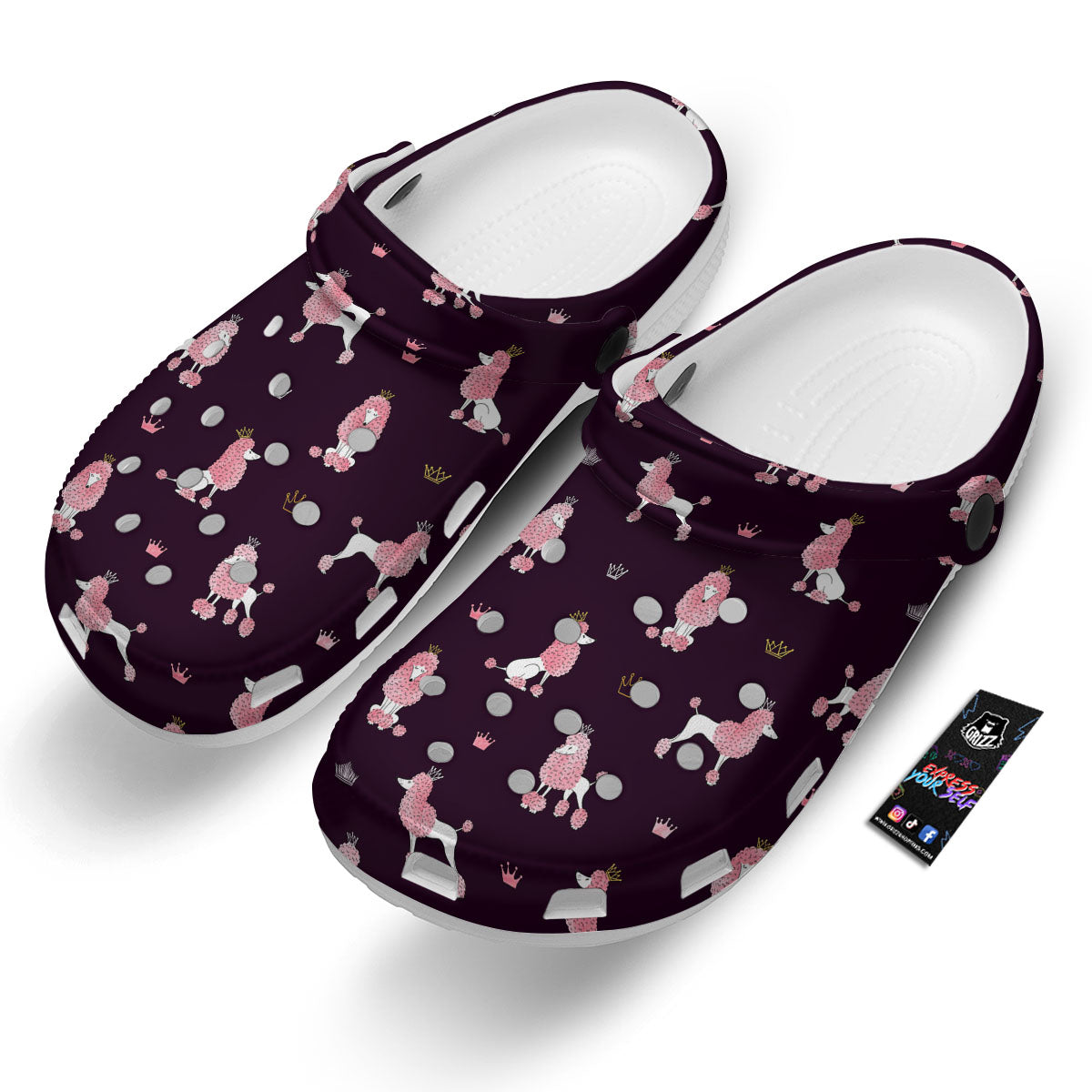 Crown And Poodle Print Pattern Clog-grizzshop