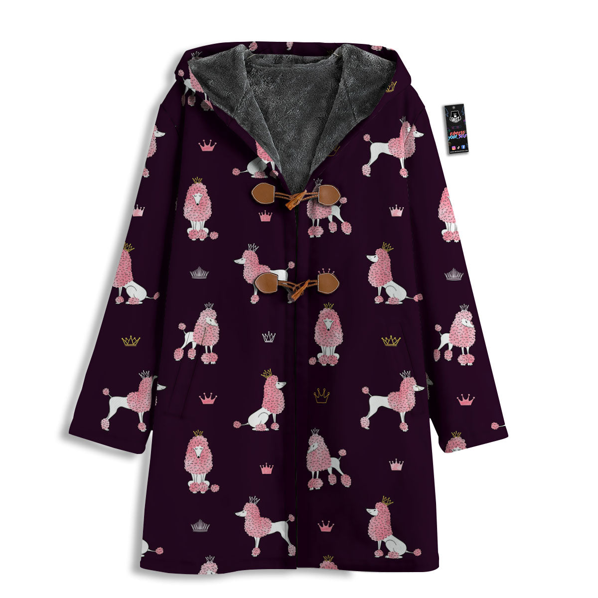 Crown And Poodle Print Pattern Men's Windbreaker Jacket-grizzshop
