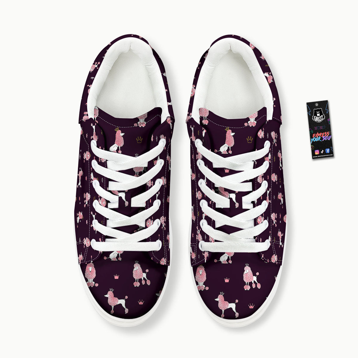 Crown And Poodle Print Pattern Platform Shoes-grizzshop