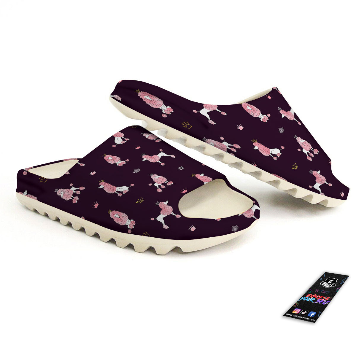 Crown And Poodle Print Pattern Sandals-grizzshop