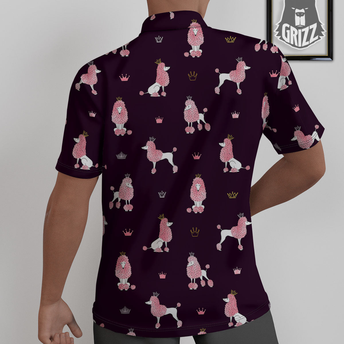 Crown And Poodle Print Pattern Untucked Shirts-grizzshop