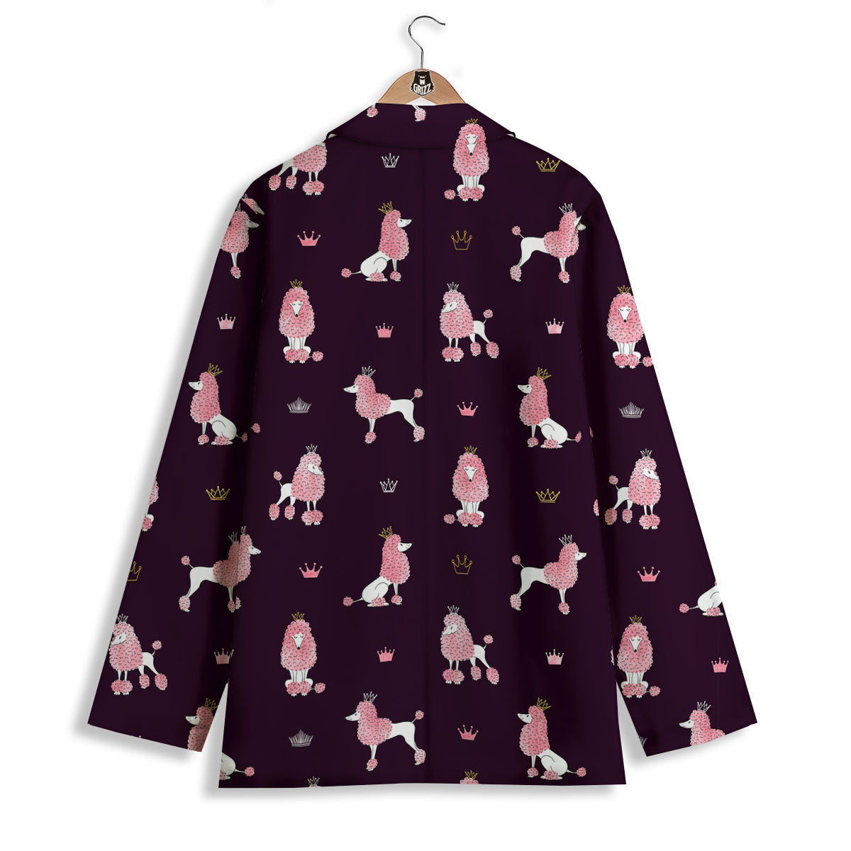 Crown And Poodle Print Pattern Women's Blazer-grizzshop