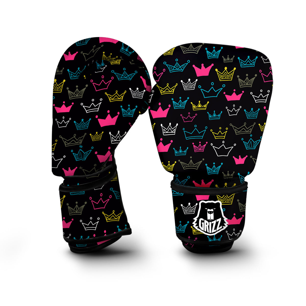 Crown Colorful Print Pattern Boxing Gloves-grizzshop