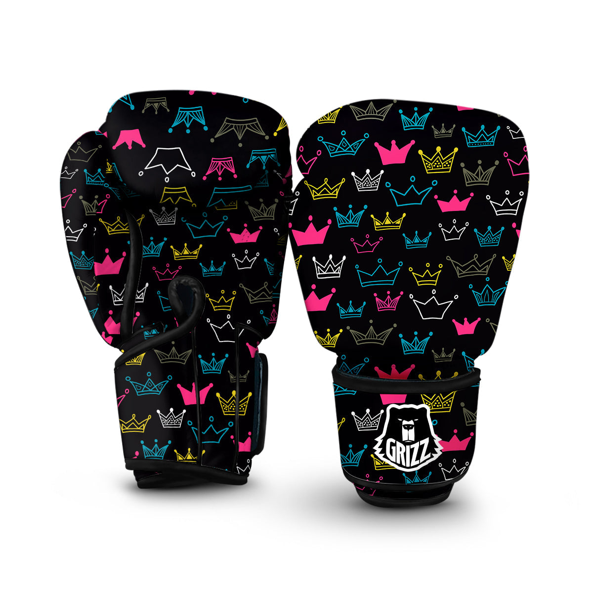 Crown Colorful Print Pattern Boxing Gloves-grizzshop