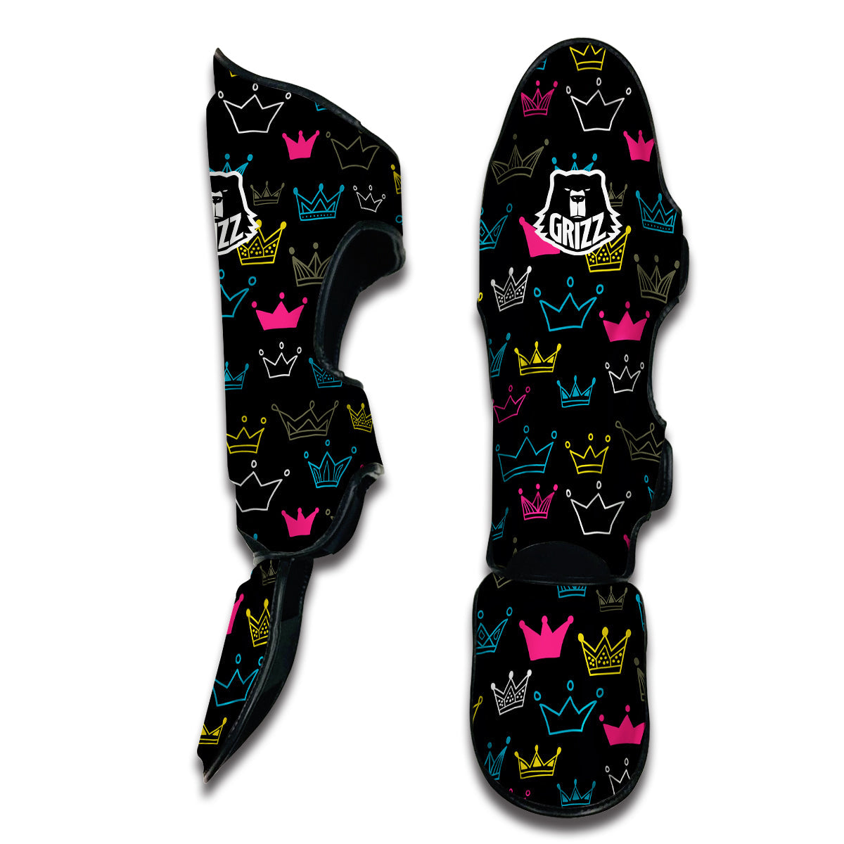 Crown Colorful Print Pattern Muay Thai Shin Guards-grizzshop