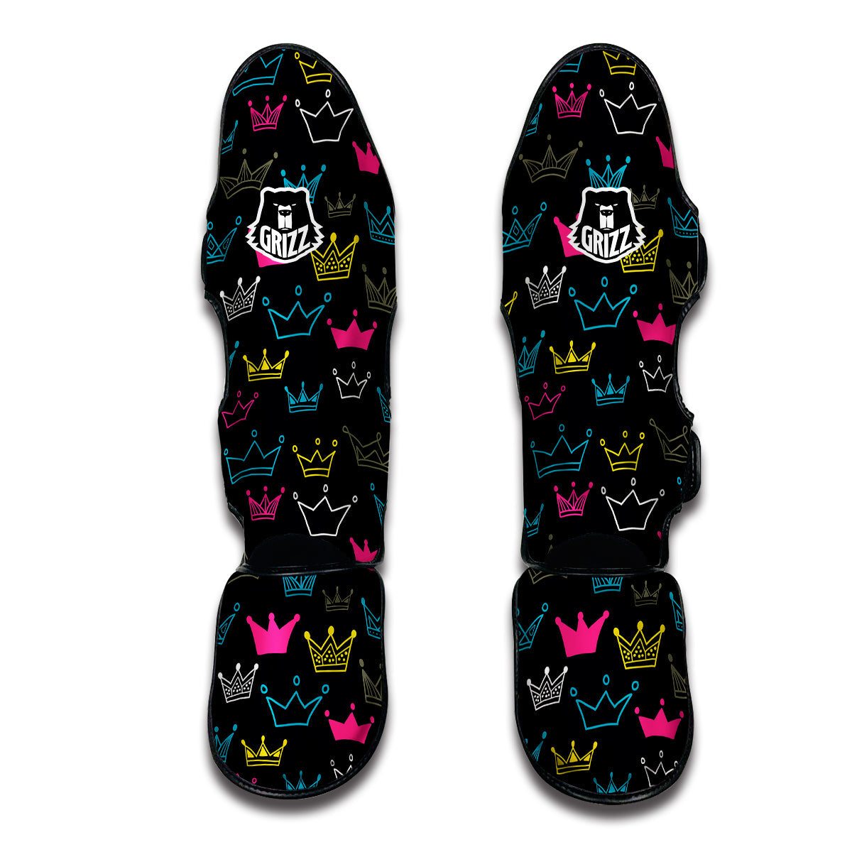 Crown Colorful Print Pattern Muay Thai Shin Guards-grizzshop