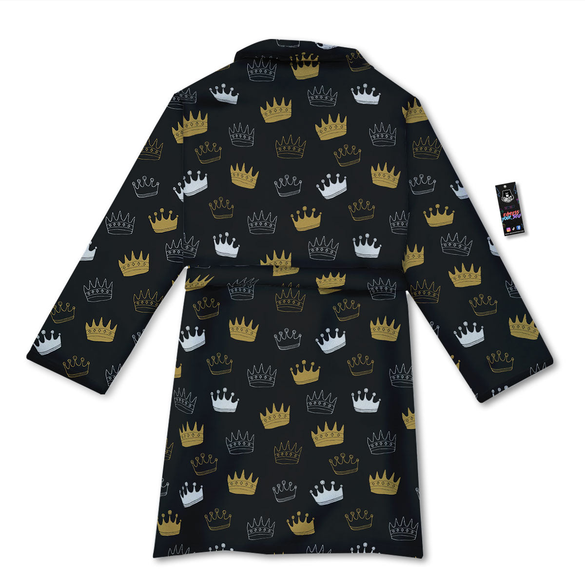 Crown Doodle Print Pattern Bathrobe-grizzshop