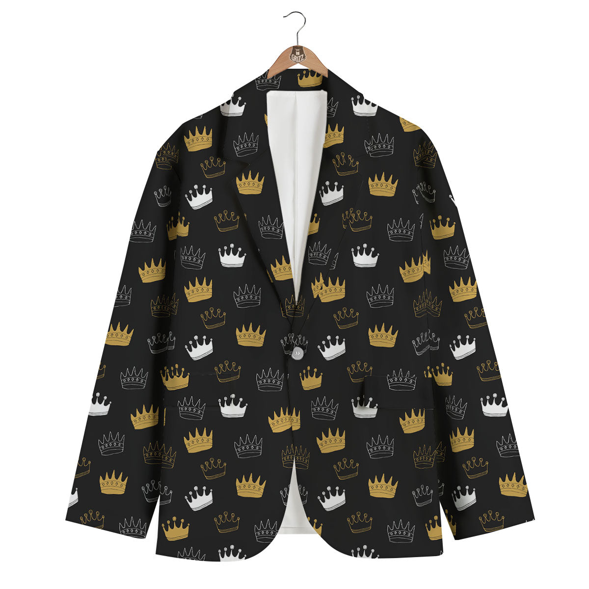 Crown Doodle Print Pattern Men's Blazer-grizzshop