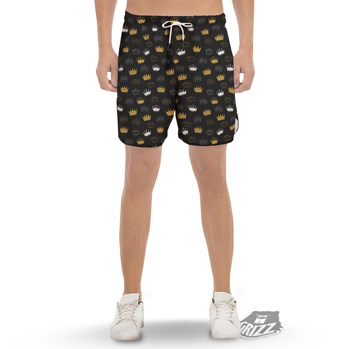 Crown Doodle Print Pattern Men's Gym Shorts-grizzshop