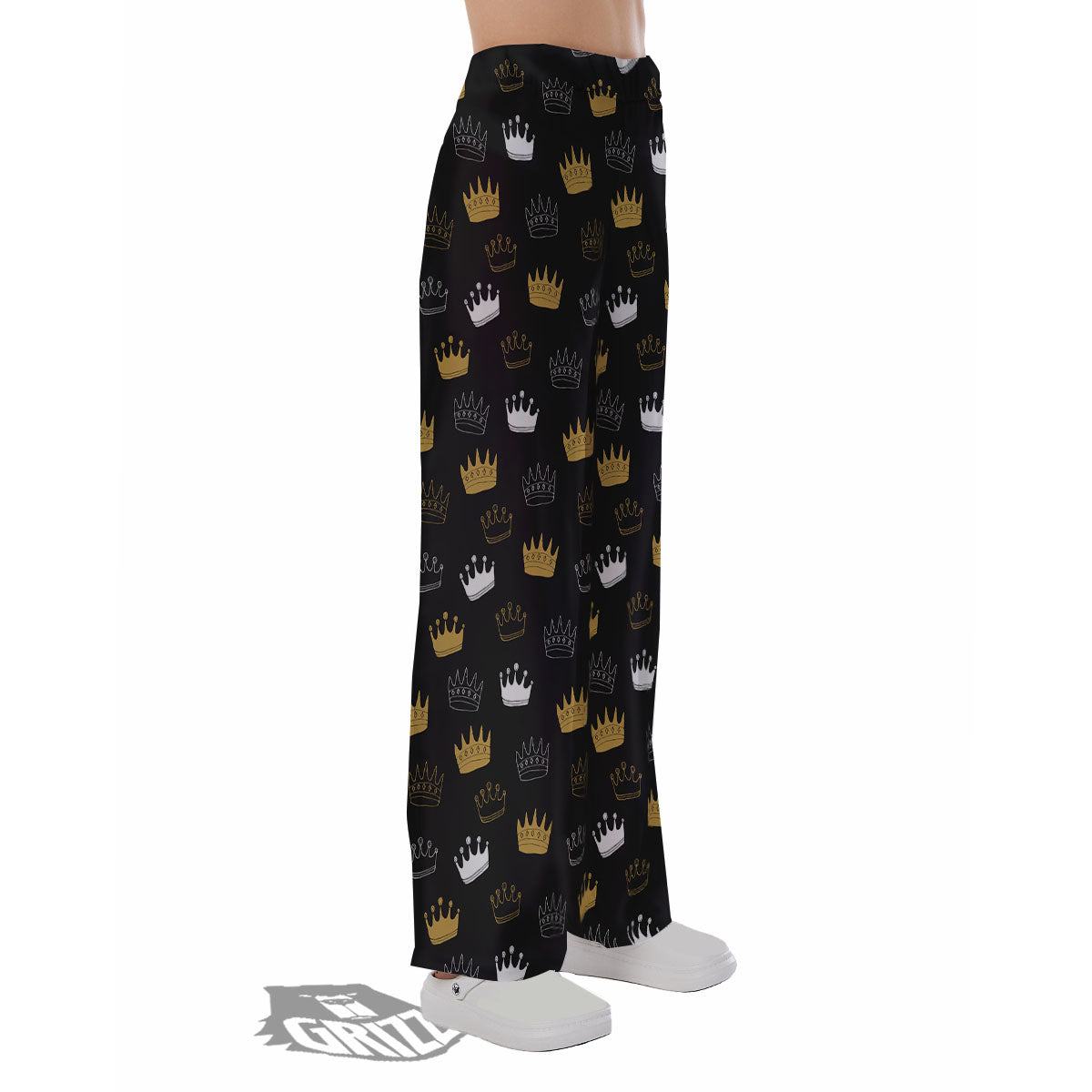 Crown Doodle Print Pattern Pajama Pants-grizzshop
