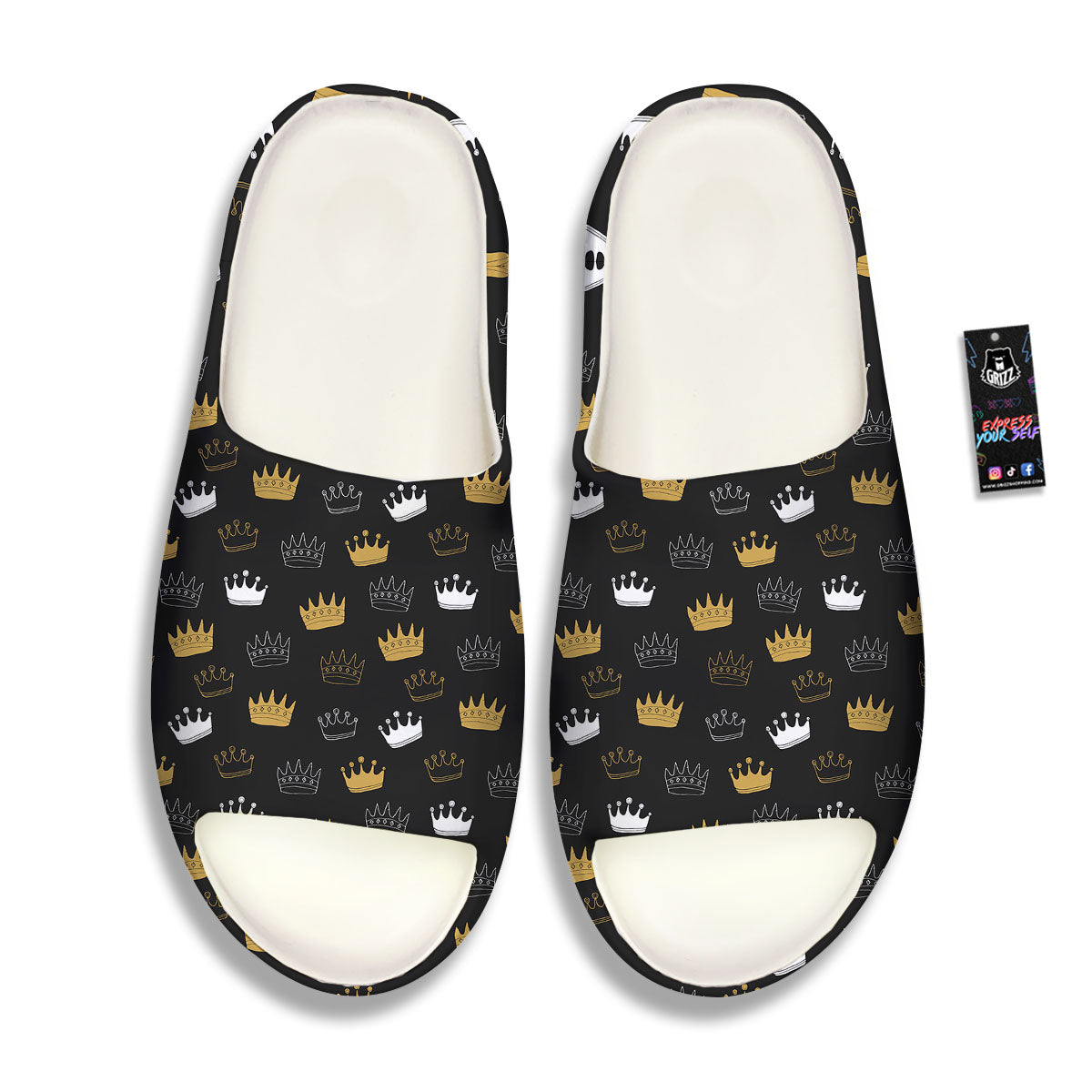 Crown Doodle Print Pattern Sandals-grizzshop
