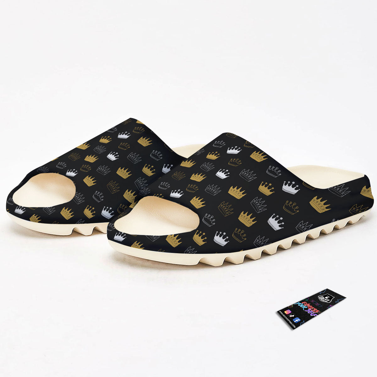 Crown Doodle Print Pattern Sandals-grizzshop