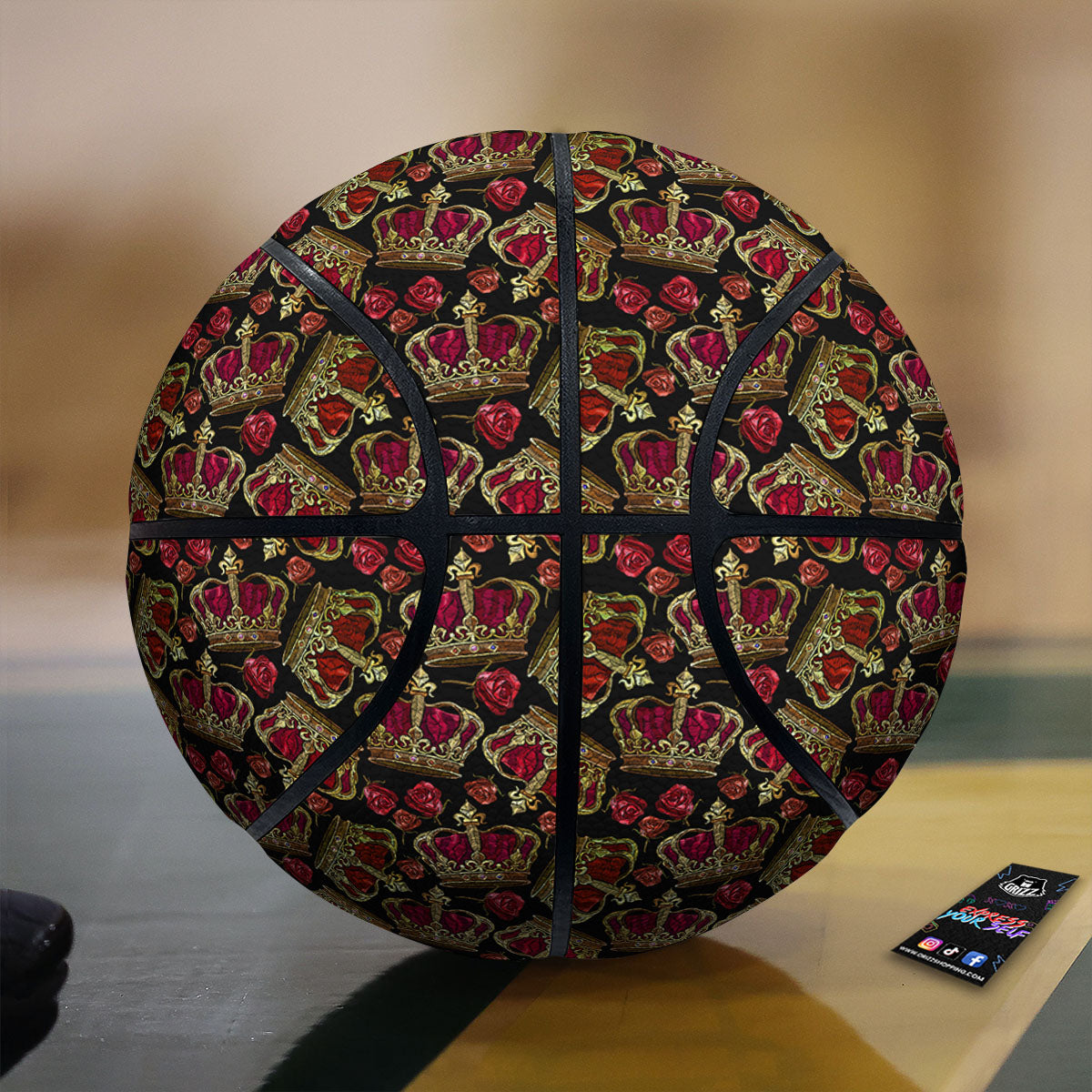 Crown Embroidery Print Pattern Basketball-grizzshop