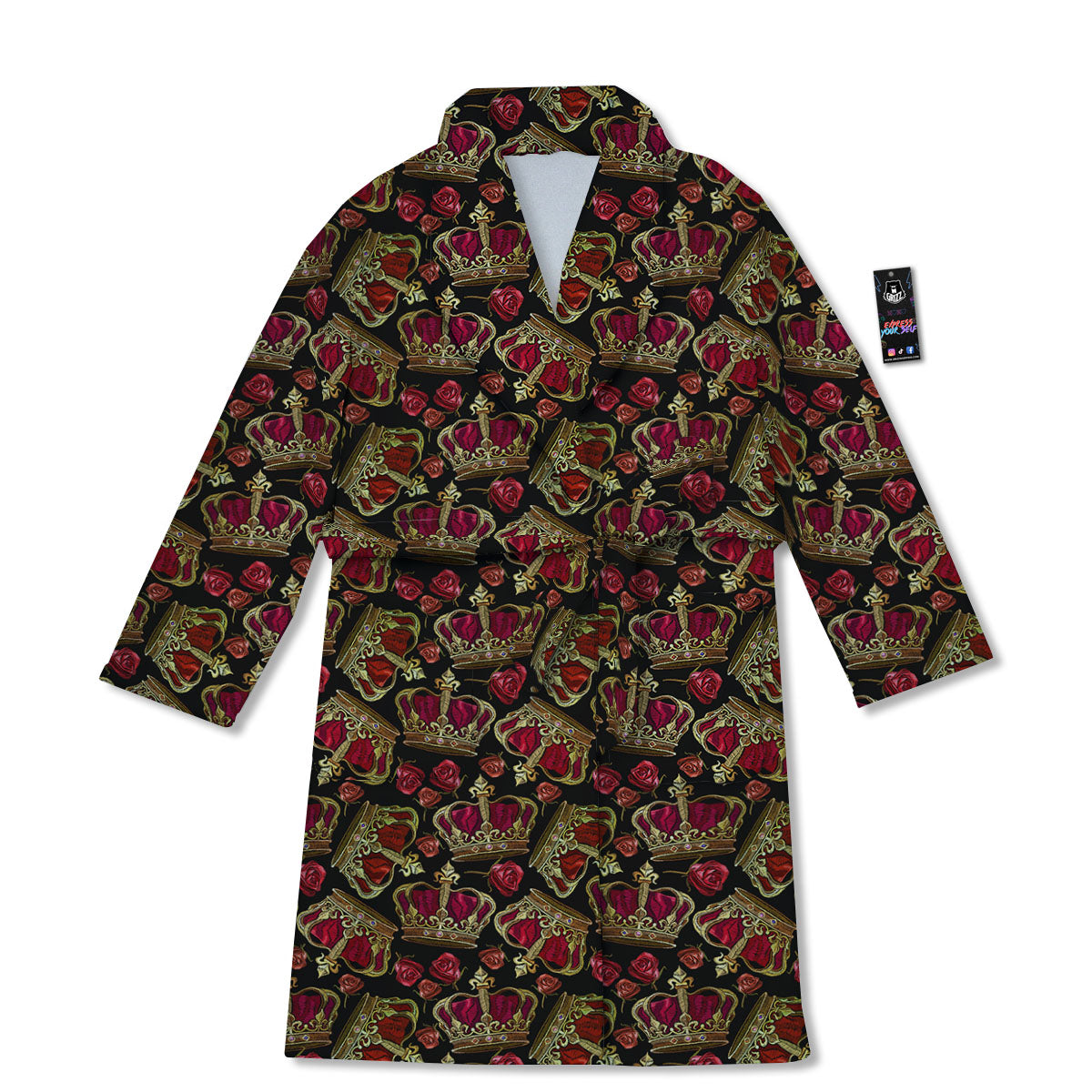 Crown Embroidery Print Pattern Bathrobe-grizzshop