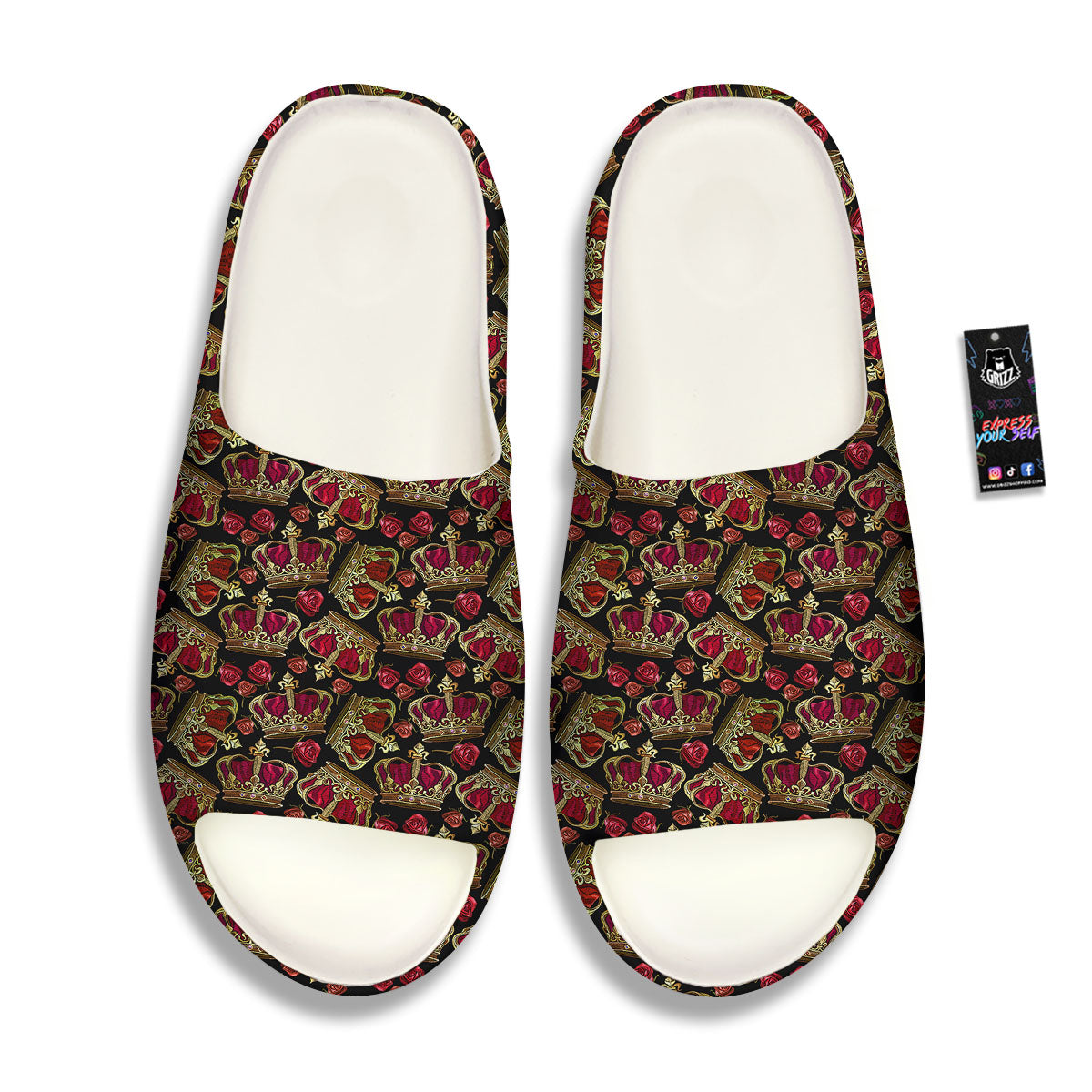 Crown Embroidery Print Pattern Sandals-grizzshop