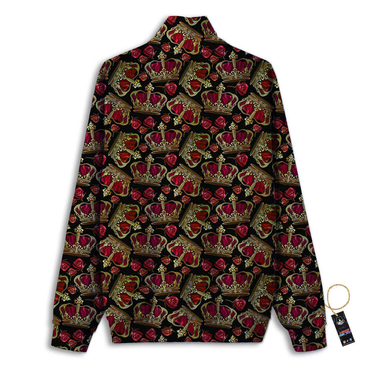 Crown Embroidery Print Pattern Track Jacket-grizzshop