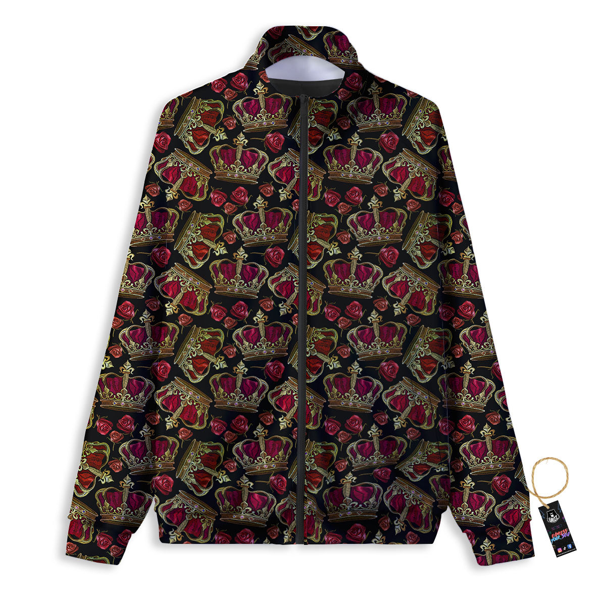 Crown Embroidery Print Pattern Track Jacket-grizzshop