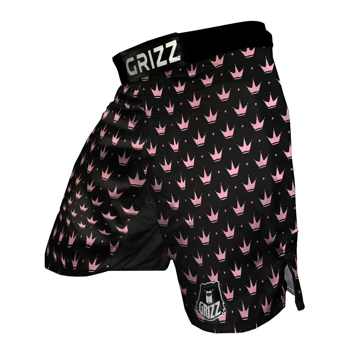 Crown Pink Black Print Pattern MMA Shorts-grizzshop