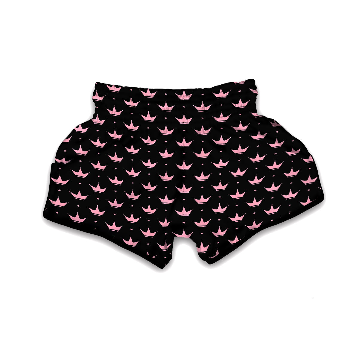 Crown Pink Black Print Pattern Muay Thai Boxing Shorts-grizzshop