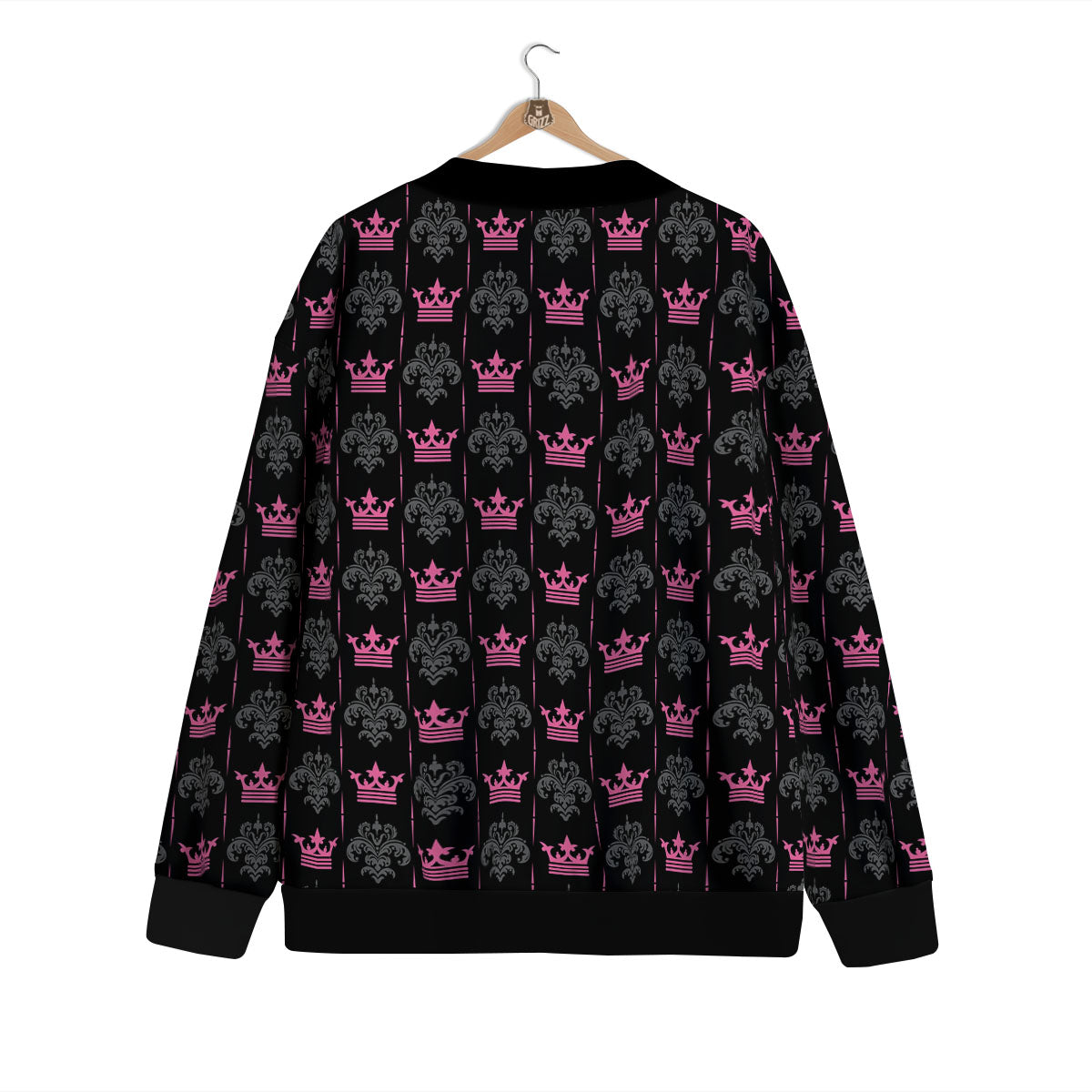 Crown Pink Print Pattern Cardigan-grizzshop
