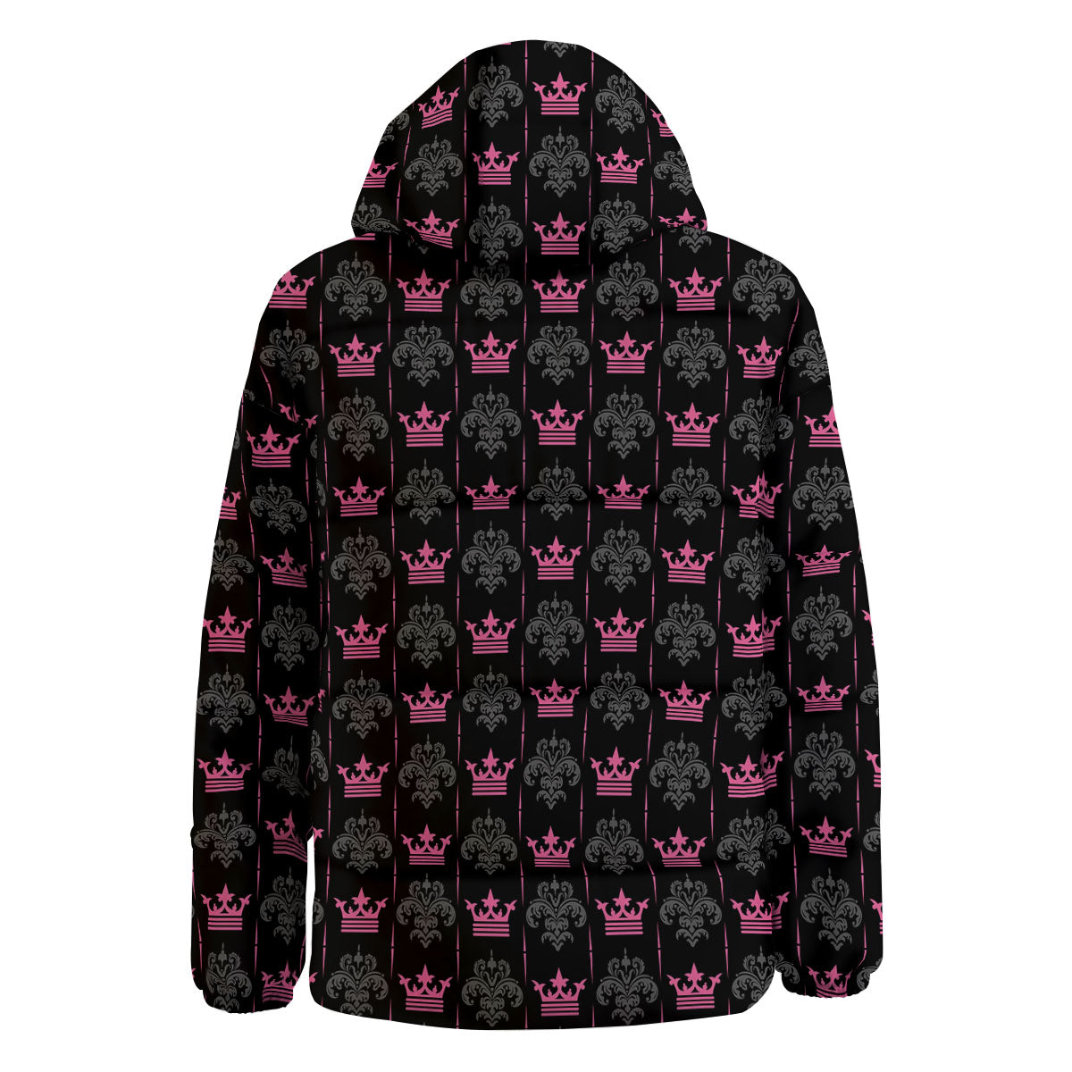 Crown Pink Print Pattern Down Jacket-grizzshop