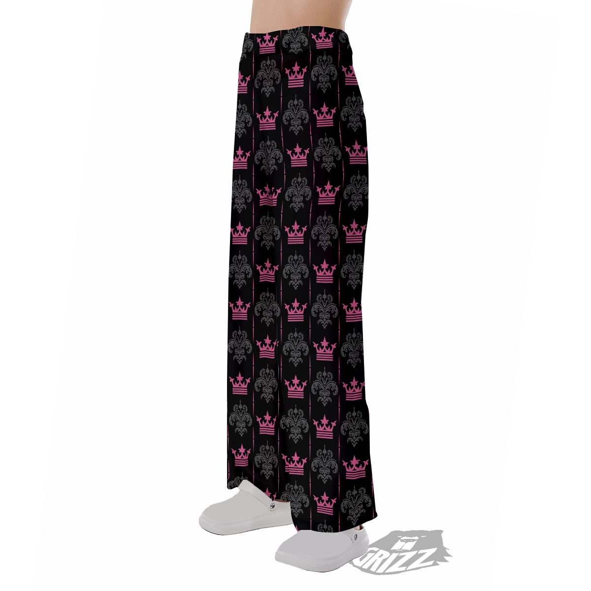 Crown Pink Print Pattern Pajama Pants-grizzshop