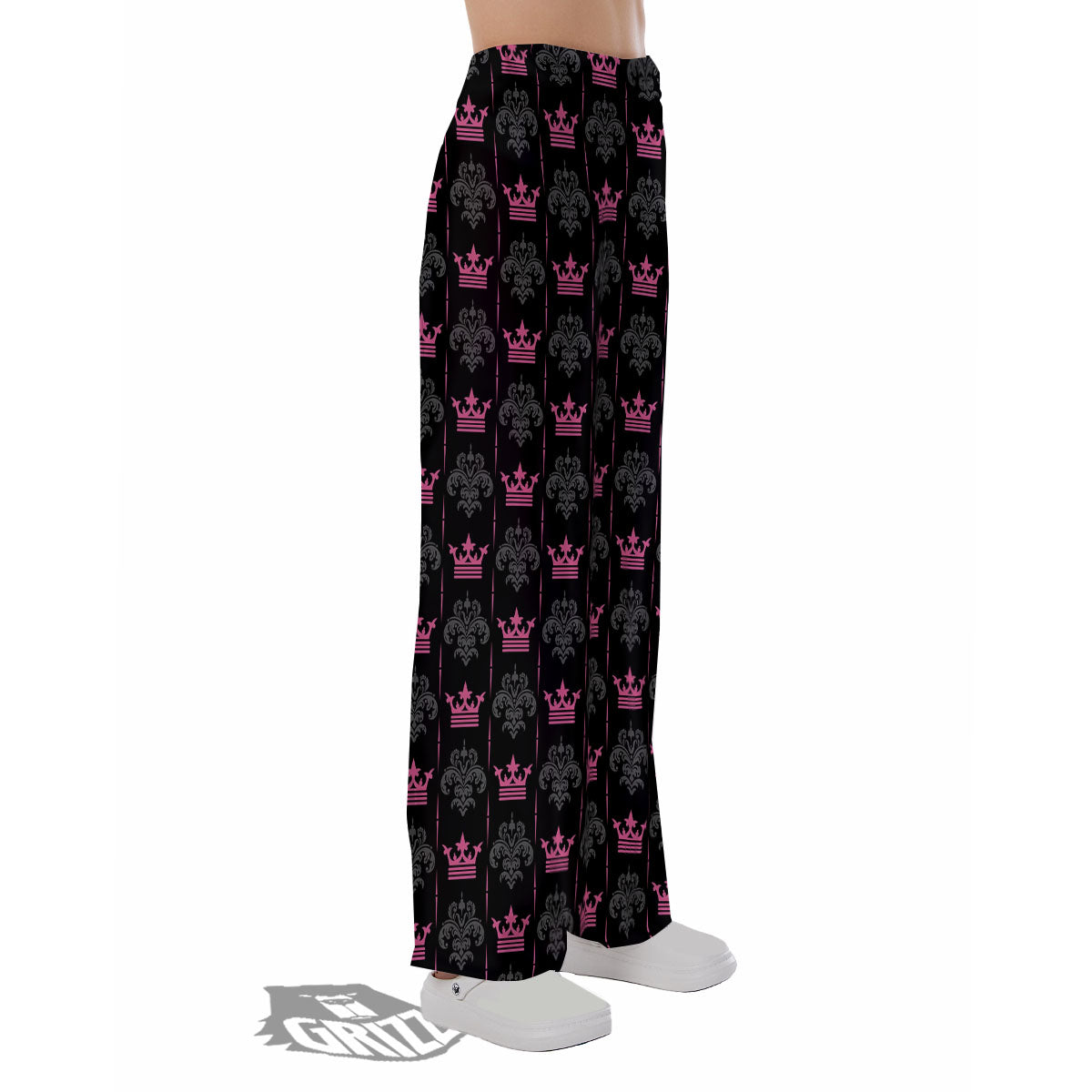 Crown Pink Print Pattern Pajama Pants-grizzshop