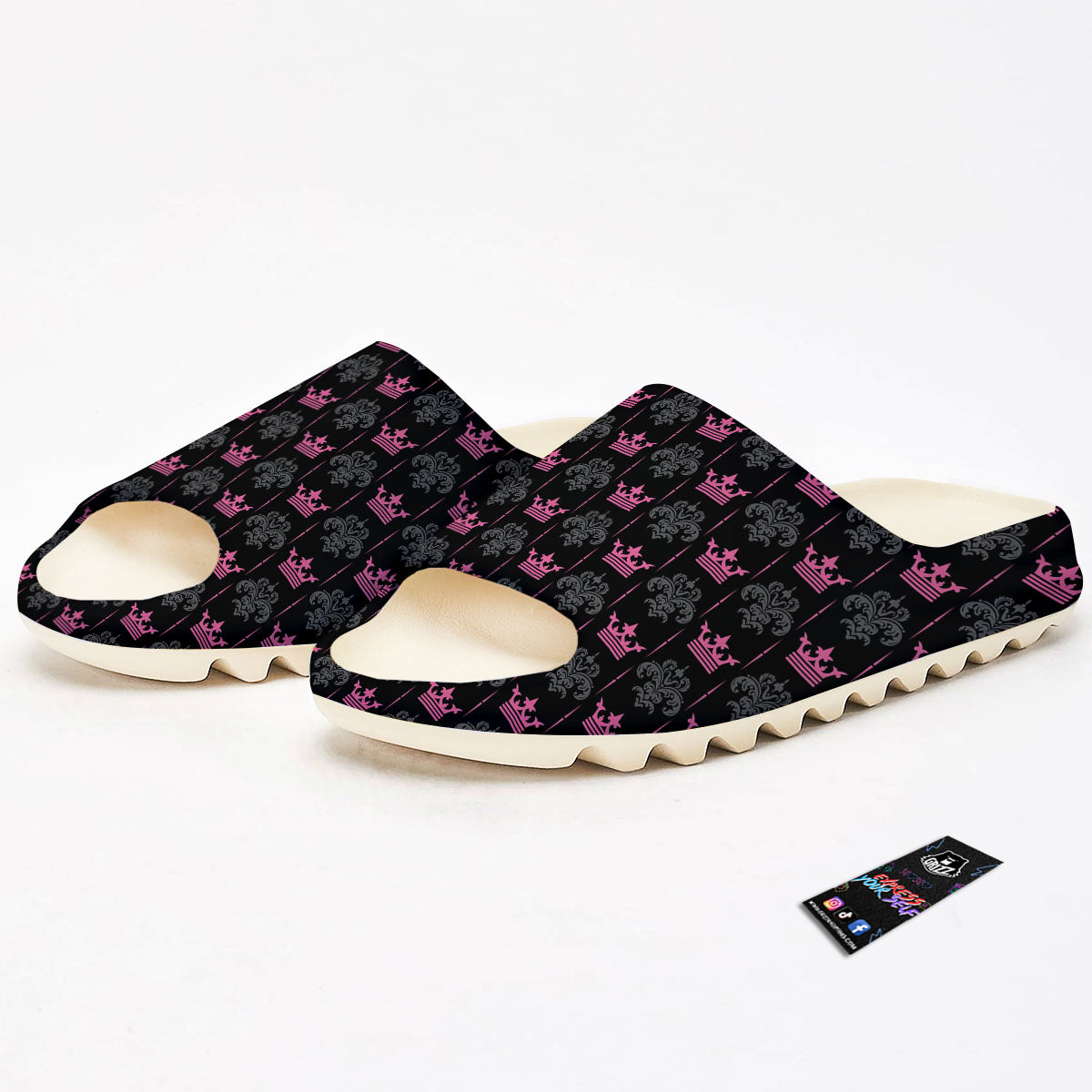 Crown Pink Print Pattern Sandals-grizzshop