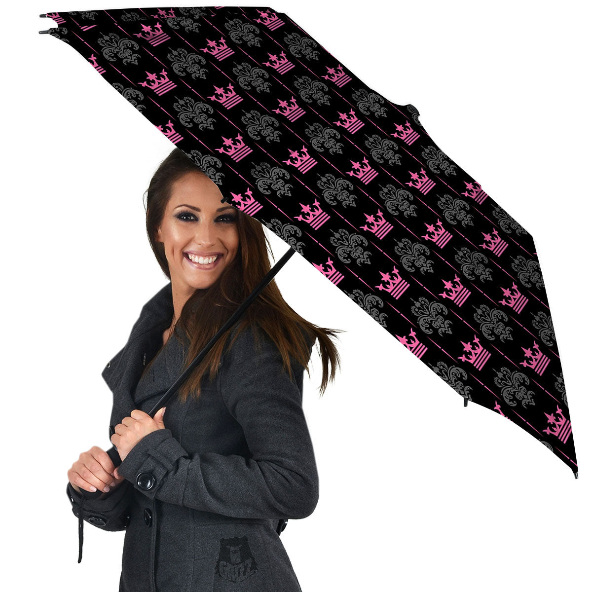 Crown Pink Print Pattern Umbrella-grizzshop