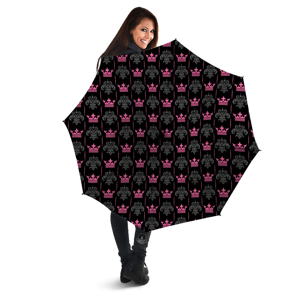 Crown Pink Print Pattern Umbrella-grizzshop