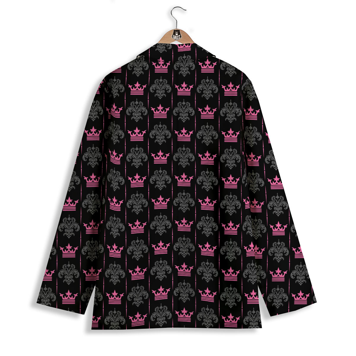 Crown Pink Print Pattern Women's Blazer-grizzshop