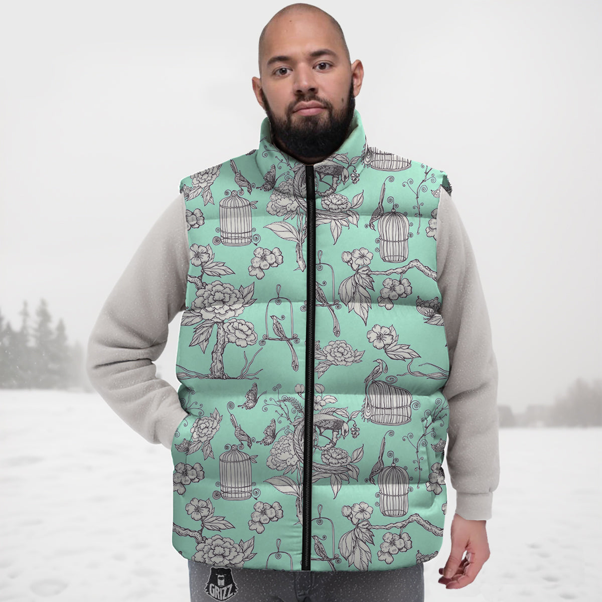 Crown Prince Frog Pattern Print Down Vest-grizzshop