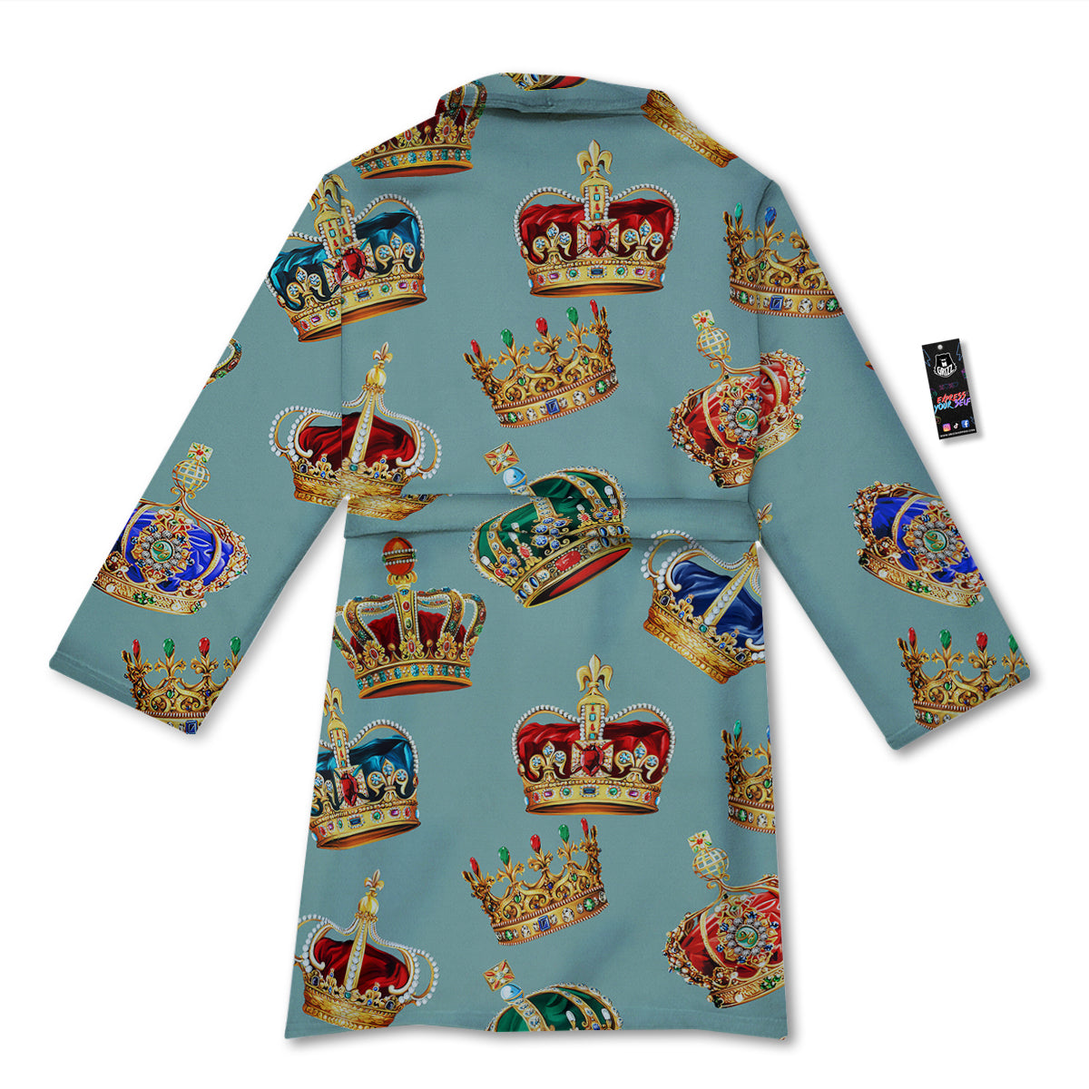 Crown Vintage Print Pattern Bathrobe-grizzshop