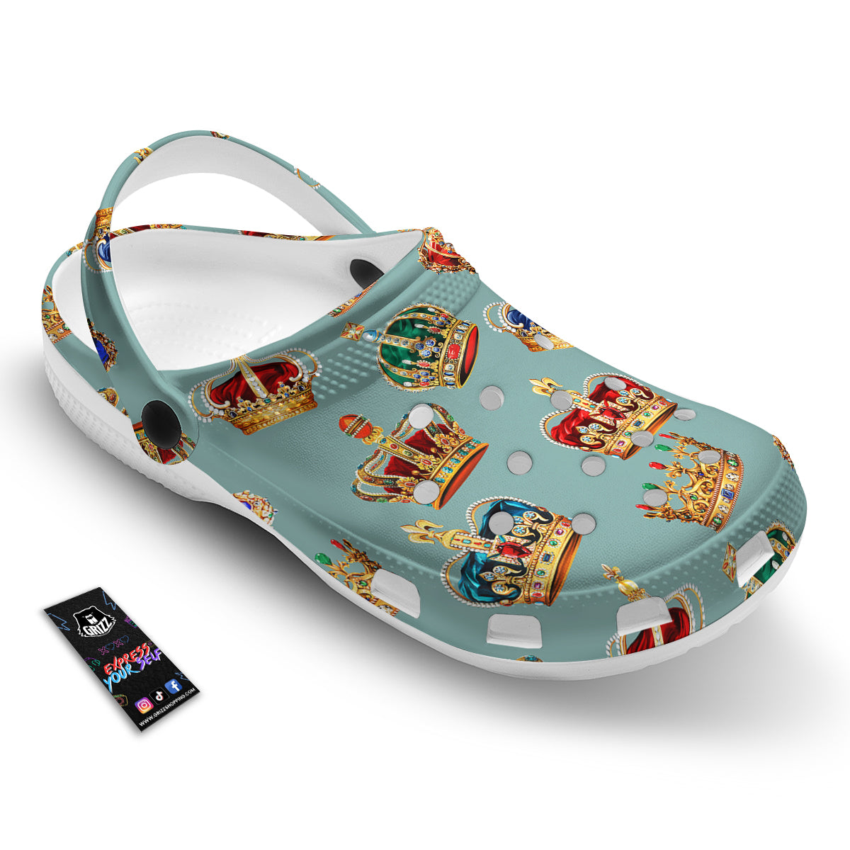 Crown Vintage Print Pattern Clog-grizzshop