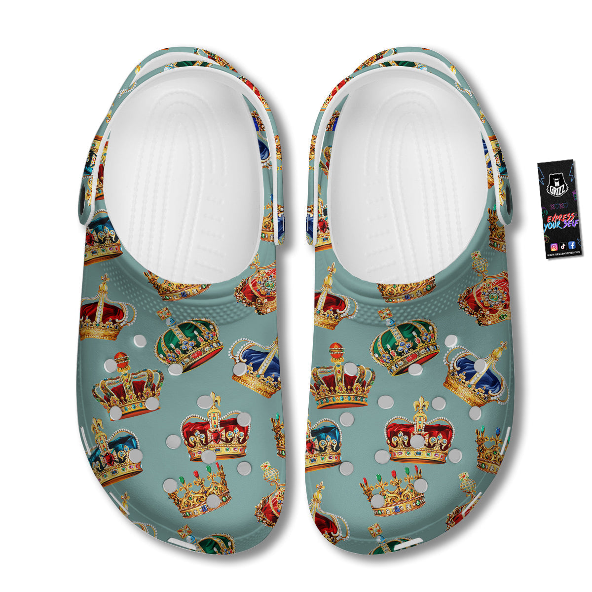 Crown Vintage Print Pattern Clog-grizzshop