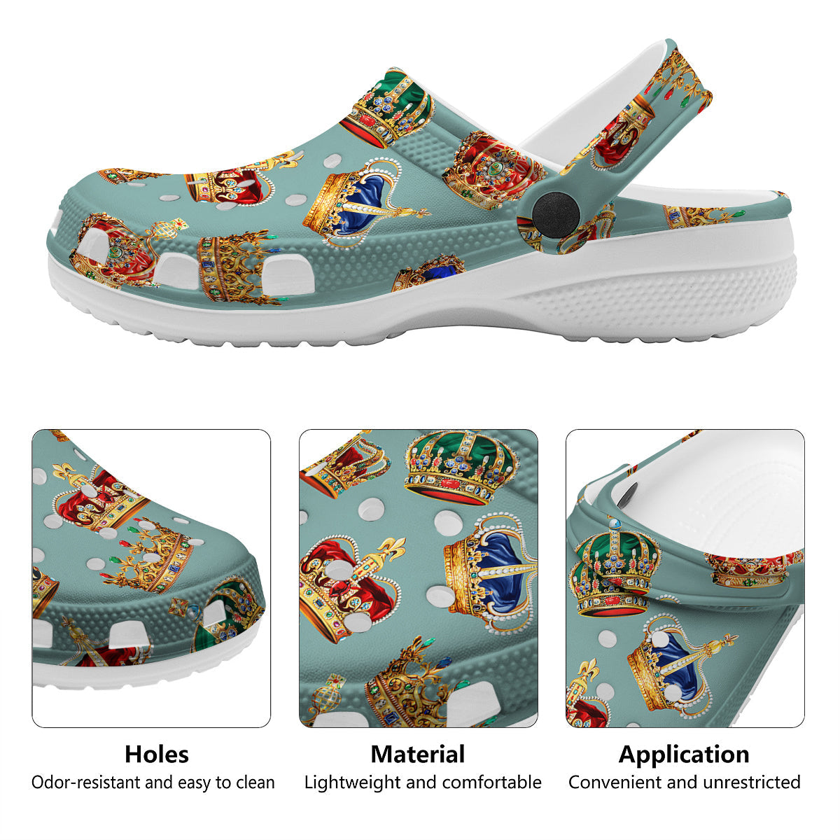 Crown Vintage Print Pattern Clog-grizzshop