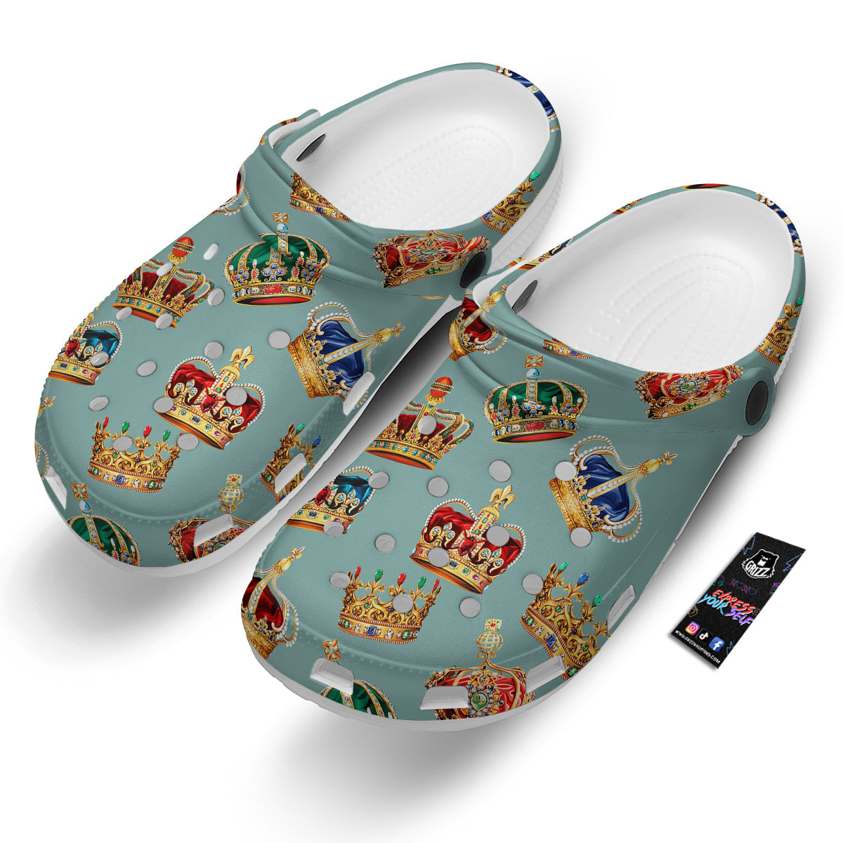 Crown Vintage Print Pattern Clog-grizzshop