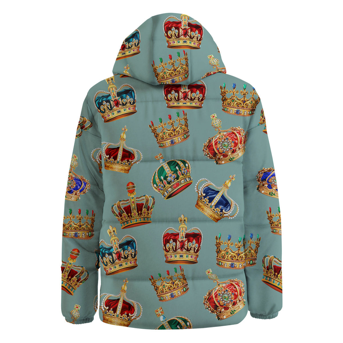 Crown Vintage Print Pattern Down Jacket-grizzshop