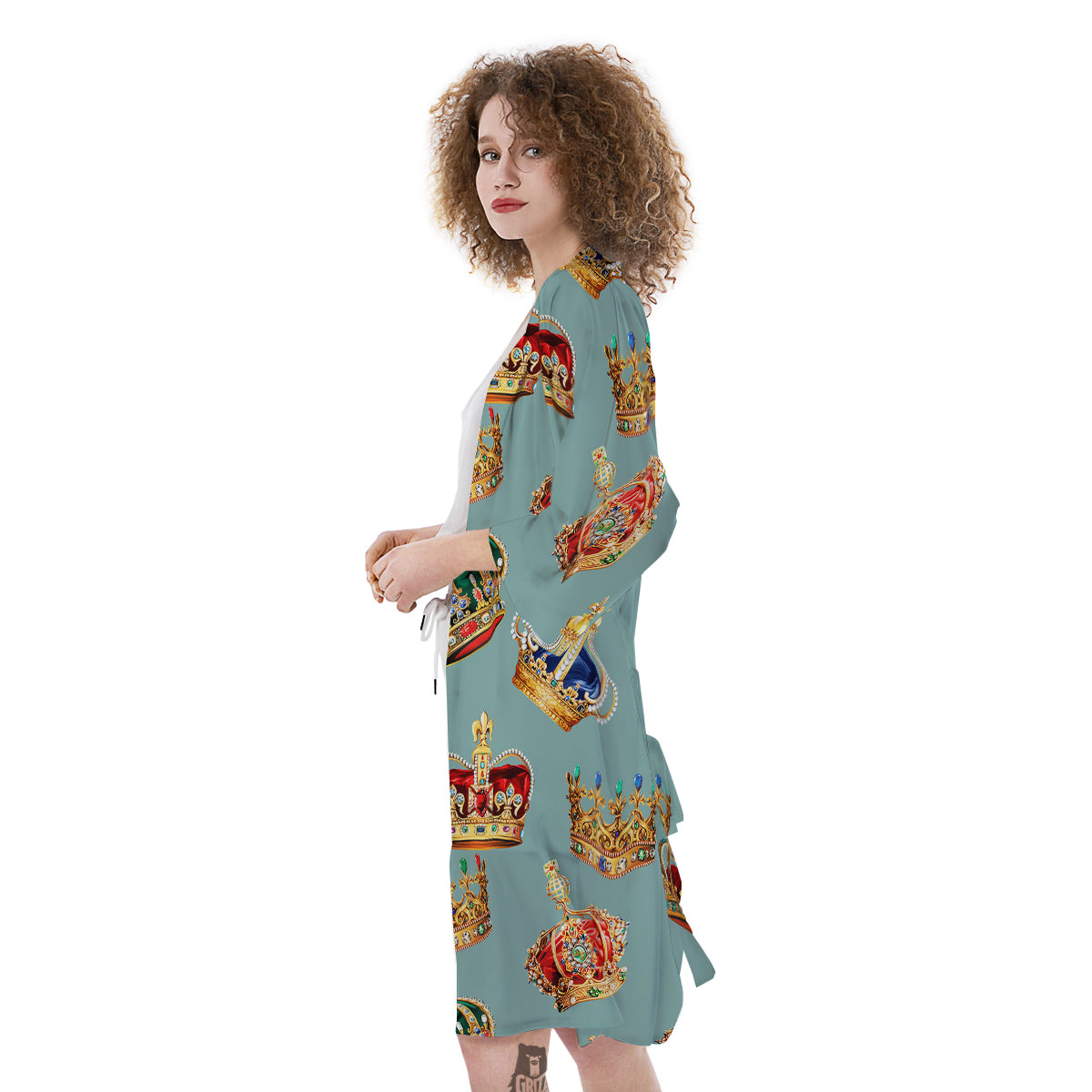 Crown Vintage Print Pattern Kimono-grizzshop