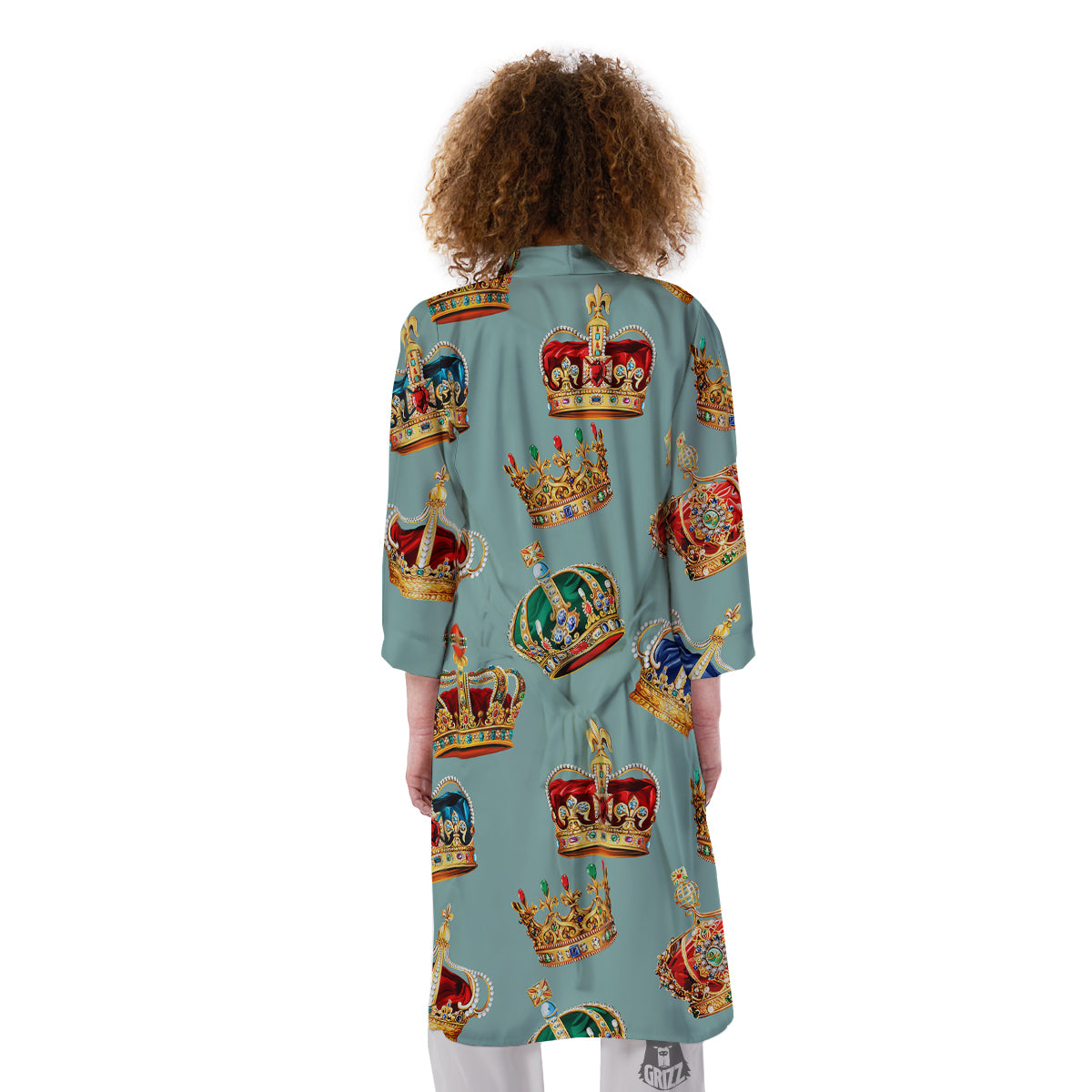 Crown Vintage Print Pattern Kimono-grizzshop