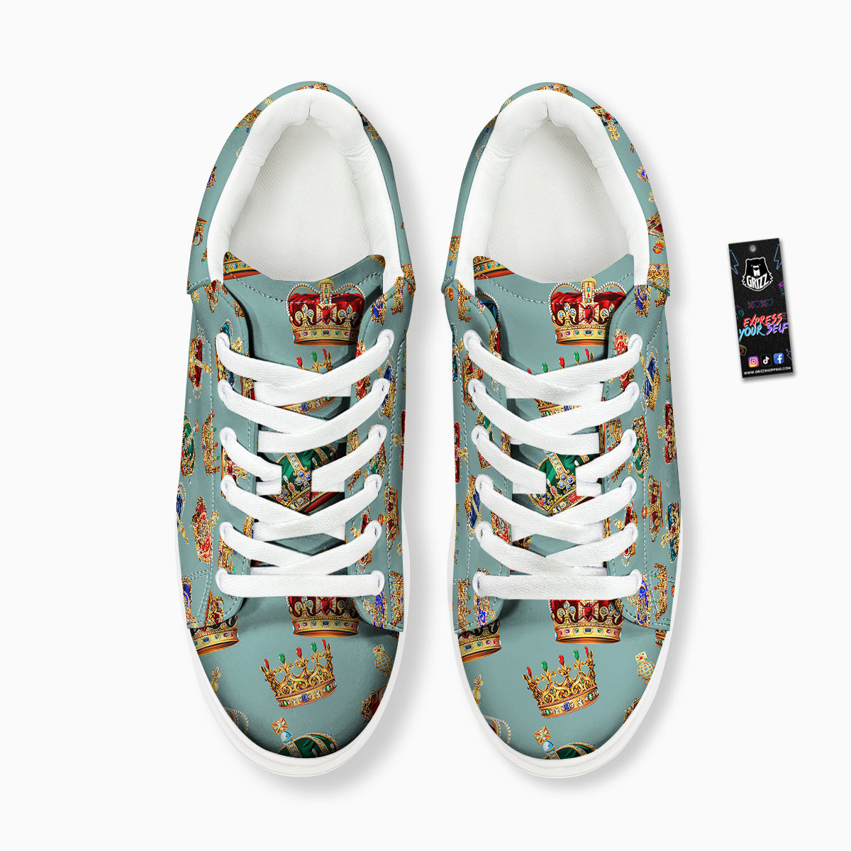 Crown Vintage Print Pattern Platform Shoes-grizzshop