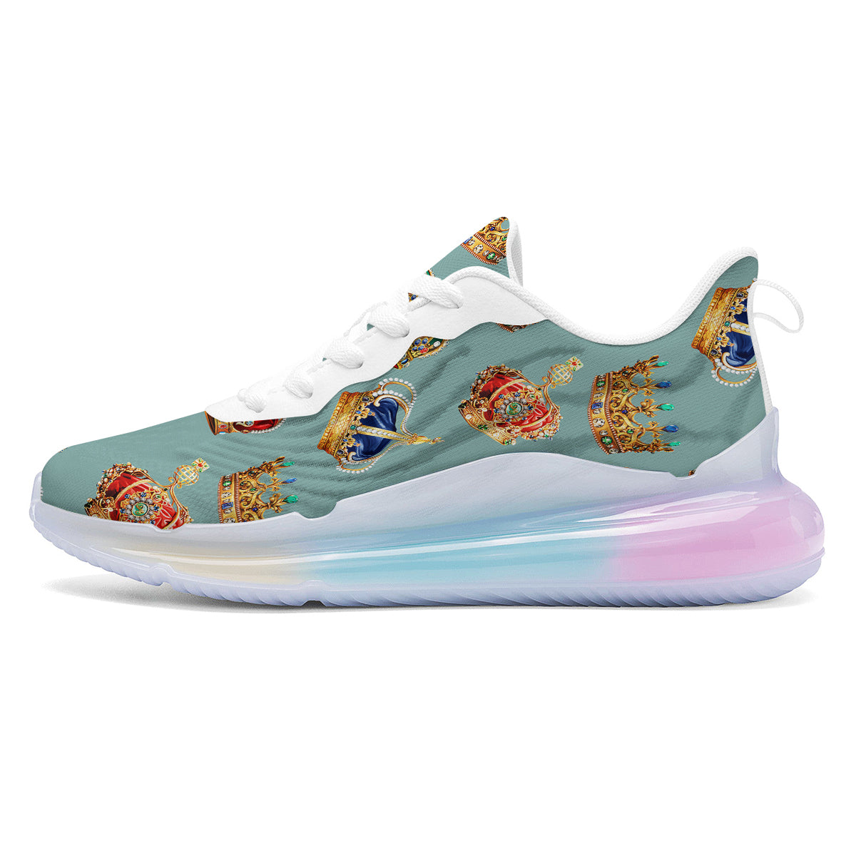 Crown Vintage Print Pattern Running Sneakers-grizzshop