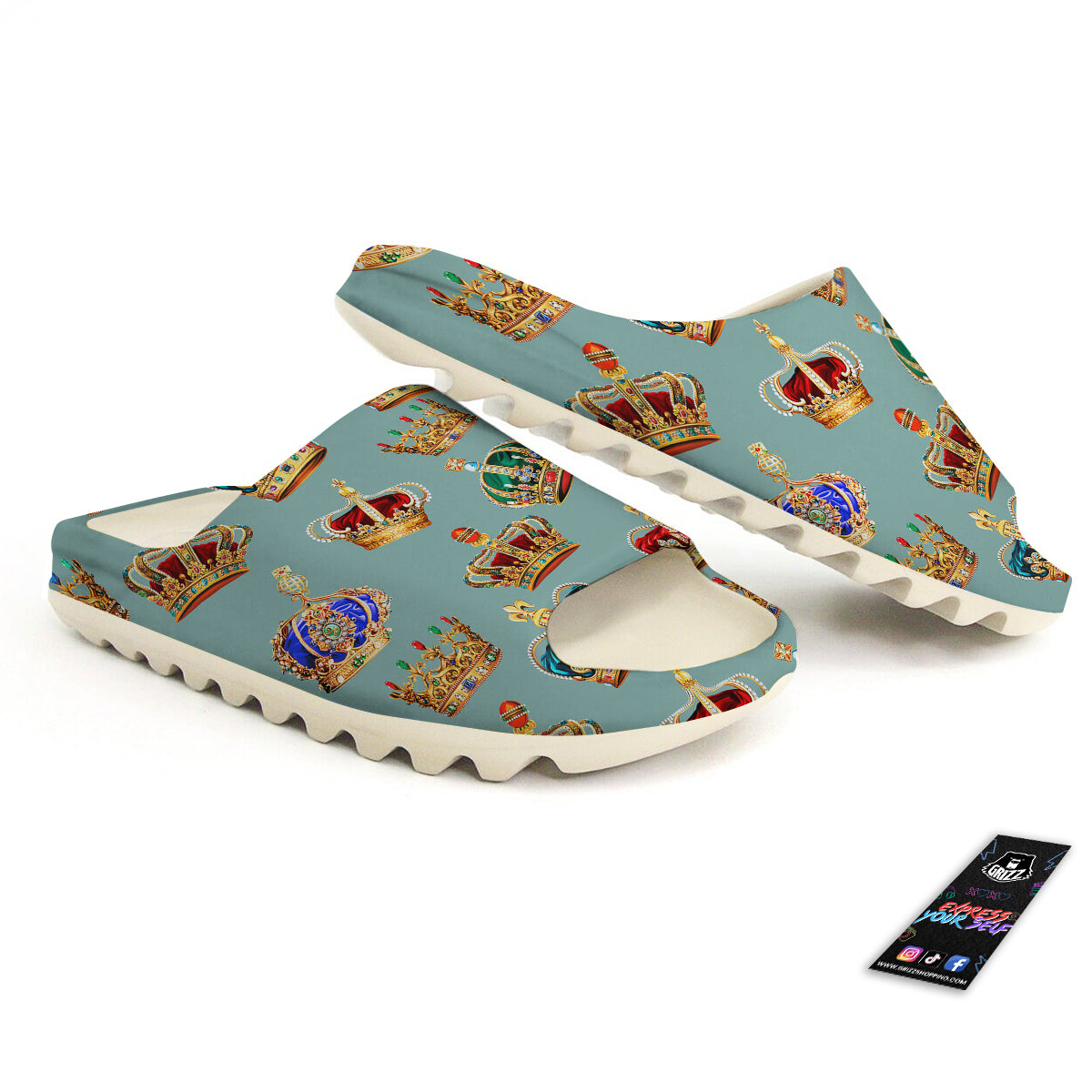Crown Vintage Print Pattern Sandals-grizzshop