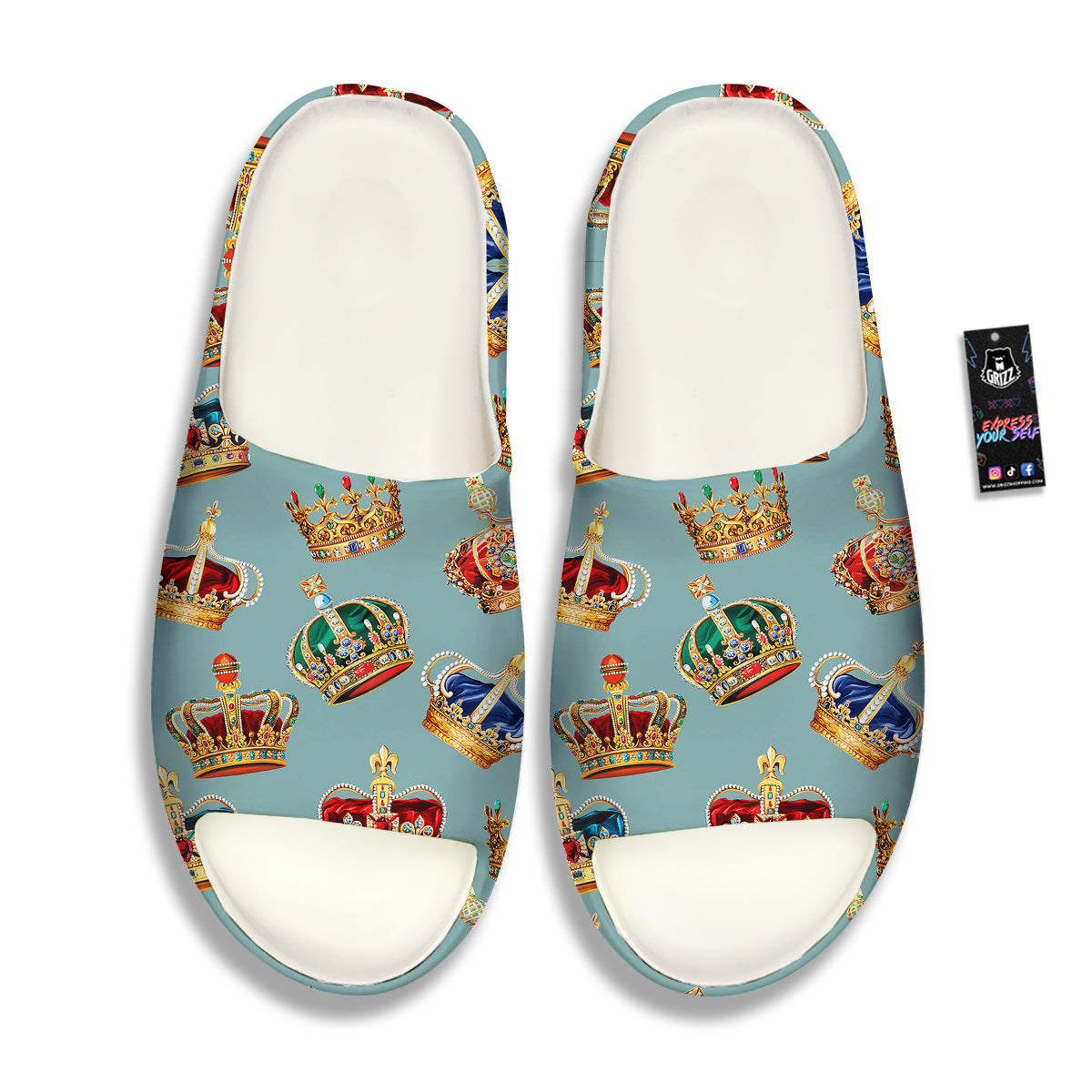 Crown Vintage Print Pattern Sandals-grizzshop